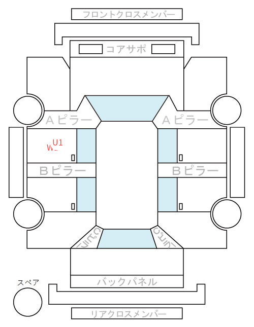 Body condition diagram (damage marks, Japanese labels)
