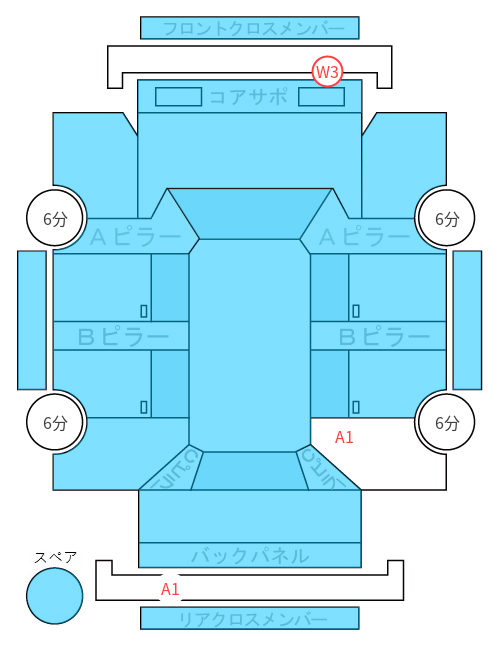 Body condition diagram (damage marks, Japanese labels)