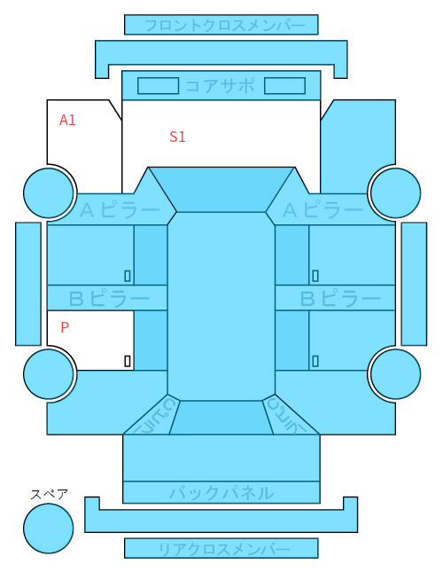 Body condition diagram (damage marks, Japanese labels)