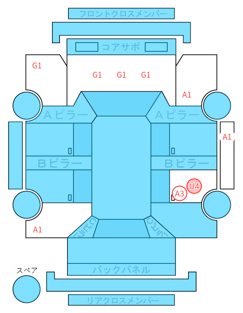 Body condition diagram (damage marks, Japanese labels)