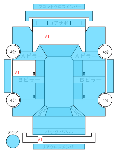 Body condition diagram (damage marks, Japanese labels)