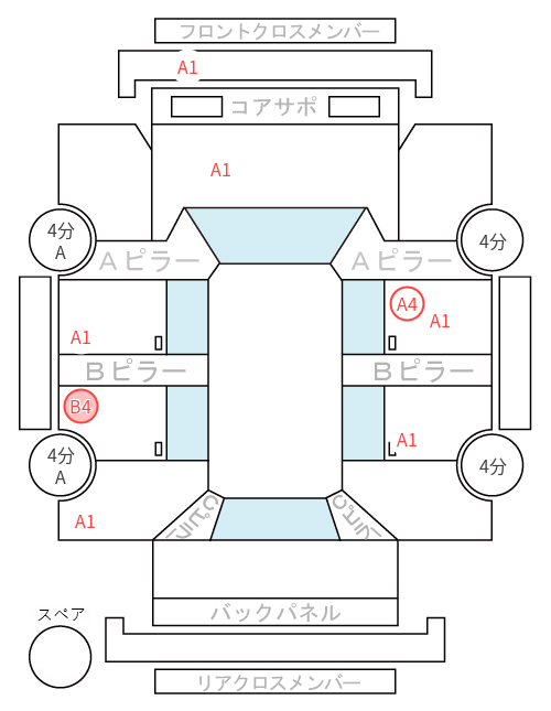 Body condition diagram (damage marks, Japanese labels)