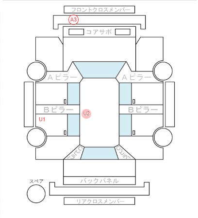 Body condition diagram (damage marks, Japanese labels)