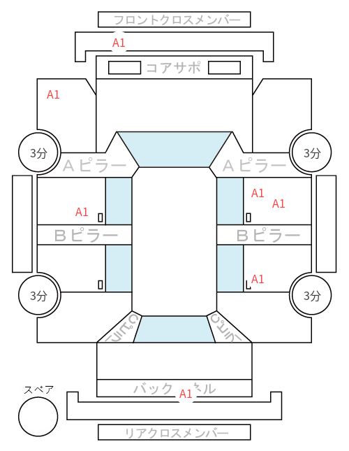 Body condition diagram (damage marks, Japanese labels)