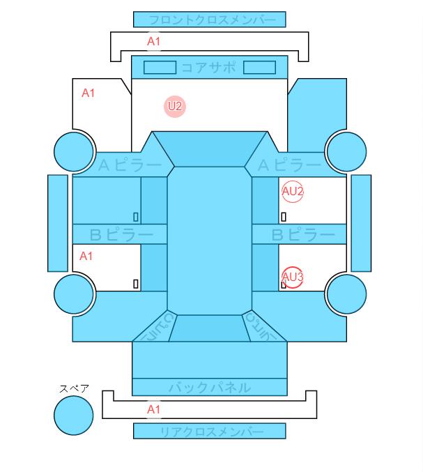 Body condition diagram (damage marks, Japanese labels)