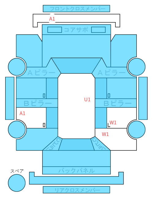 Body condition diagram (damage marks, Japanese labels)