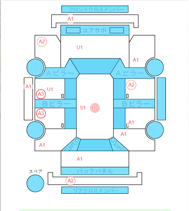 Body condition diagram (damage marks, Japanese labels)