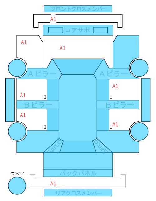 Body condition diagram (damage marks, Japanese labels)