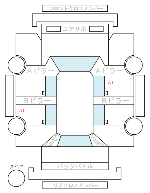 Body condition diagram (damage marks, Japanese labels)