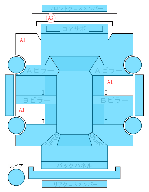 Body condition diagram (damage marks, Japanese labels)