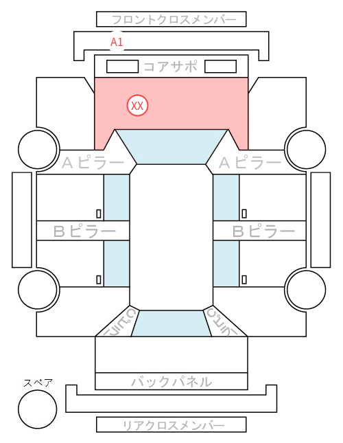 Body condition diagram (damage marks, Japanese labels)