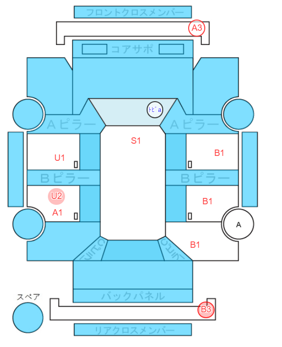 Body condition diagram (damage marks, Japanese labels)