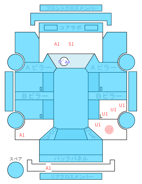 Body condition diagram (damage marks, Japanese labels)