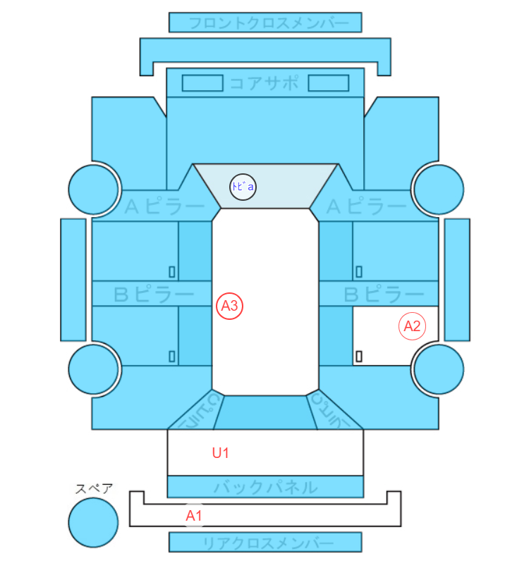Body condition diagram (damage marks, Japanese labels)