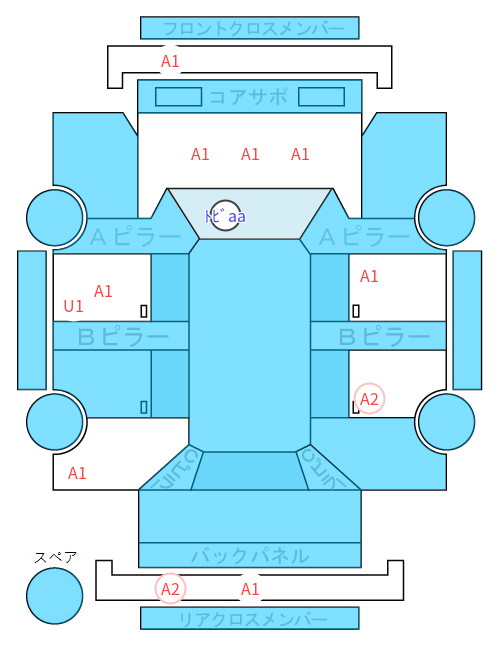 Body condition diagram (damage marks, Japanese labels)