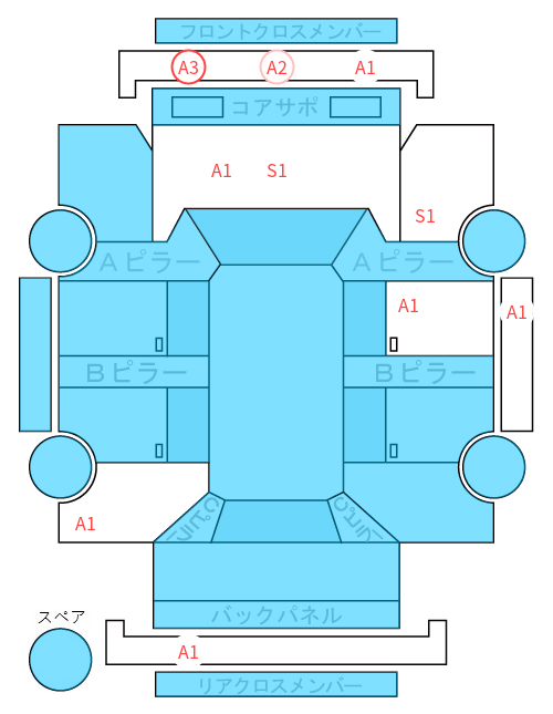 Body condition diagram (damage marks, Japanese labels)