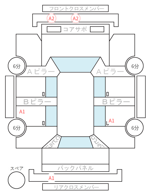 Body condition diagram (damage marks, Japanese labels)