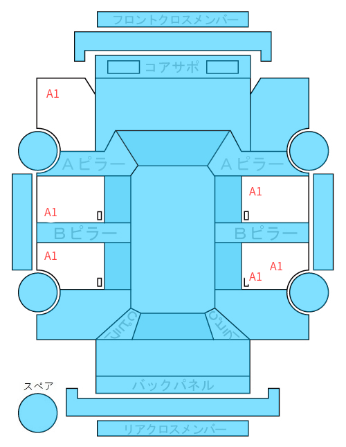 Body condition diagram (damage marks, Japanese labels)