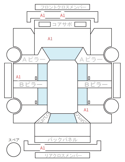 Body condition diagram (damage marks, Japanese labels)