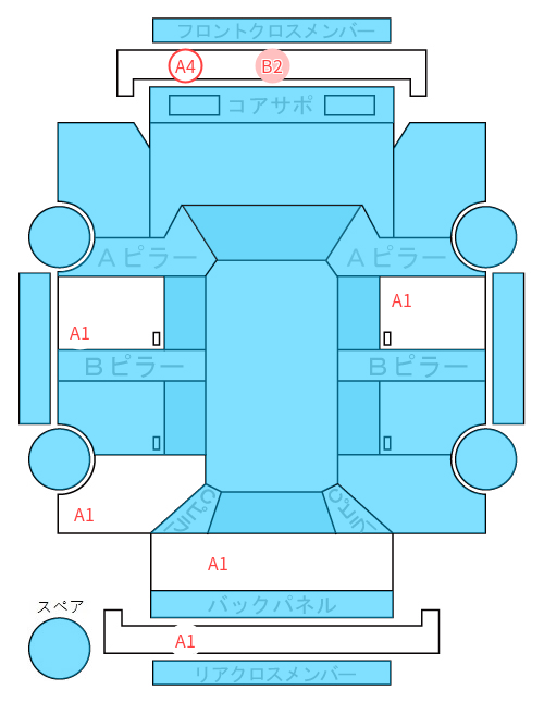 Body condition diagram (damage marks, Japanese labels)