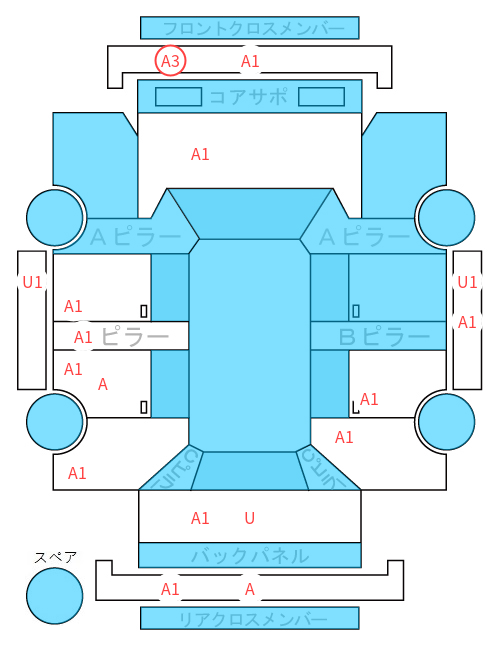 Body condition diagram (damage marks, Japanese labels)