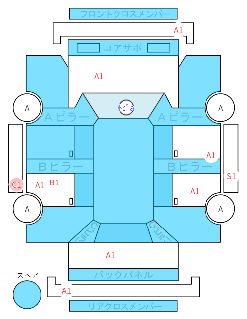 Body condition diagram (damage marks, Japanese labels)