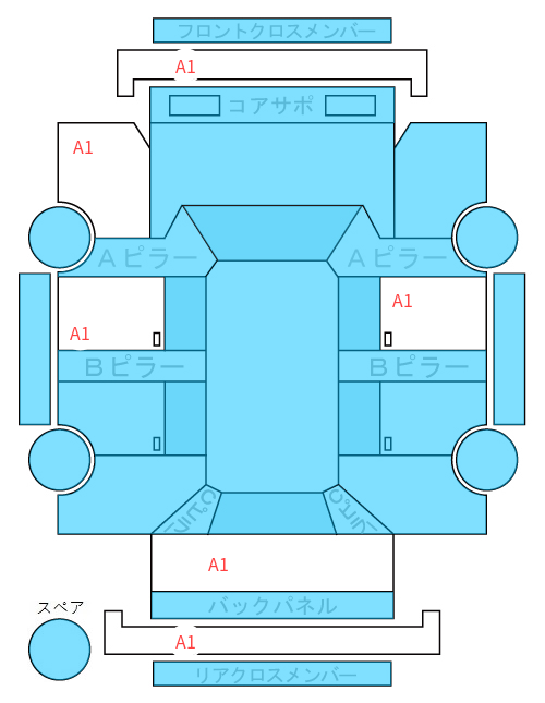 Body condition diagram (damage marks, Japanese labels)