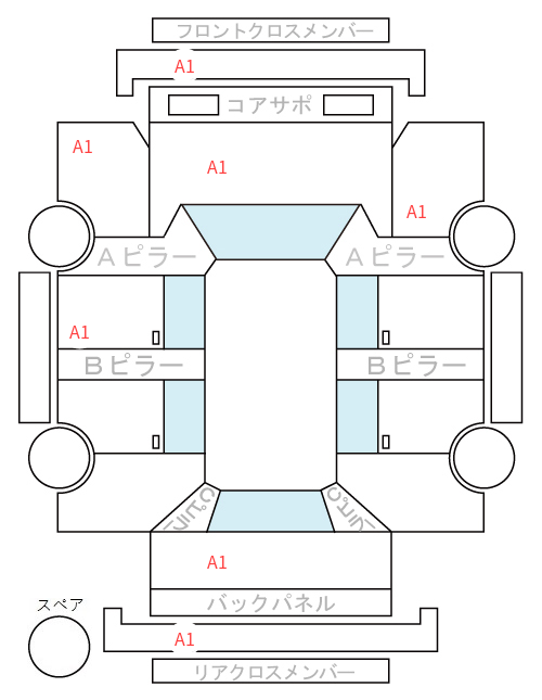 Body condition diagram (damage marks, Japanese labels)