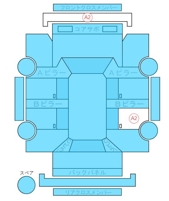 Body condition diagram (damage marks, Japanese labels)