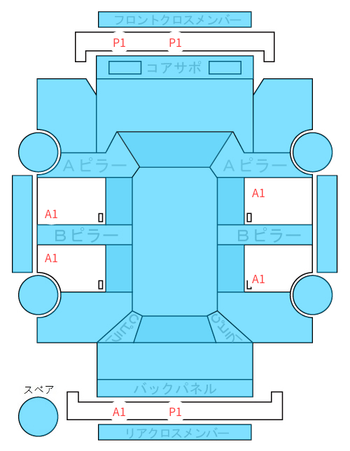 Body condition diagram (damage marks, Japanese labels)