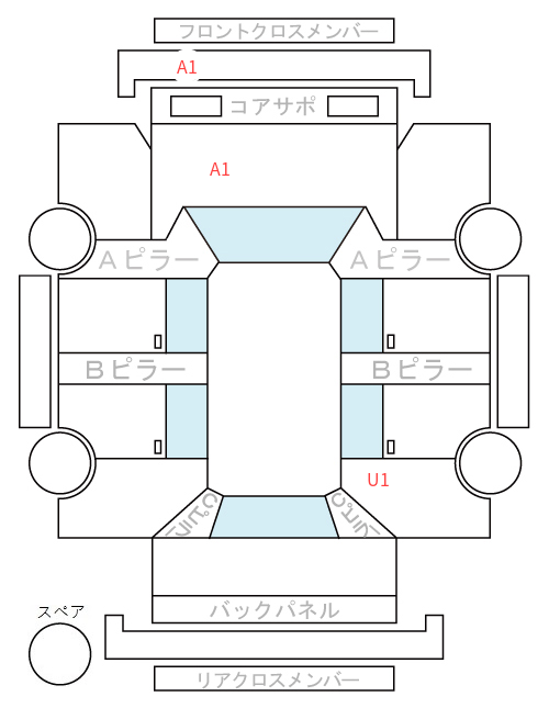 Body condition diagram (damage marks, Japanese labels)