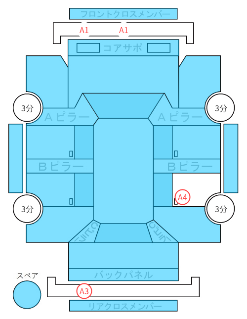 Body condition diagram (damage marks, Japanese labels)