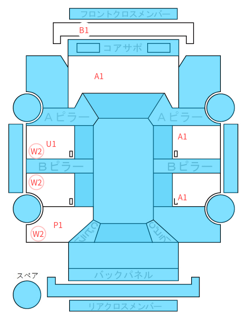 Body condition diagram (damage marks, Japanese labels)