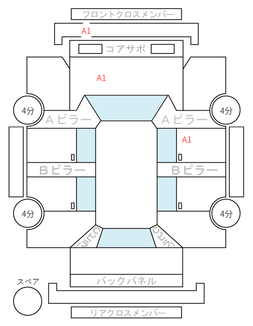 Body condition diagram (damage marks, Japanese labels)