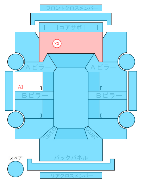 Body condition diagram (damage marks, Japanese labels)