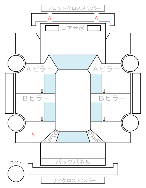 Body condition diagram (damage marks, Japanese labels)