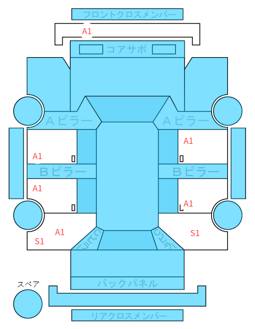 Body condition diagram (damage marks, Japanese labels)
