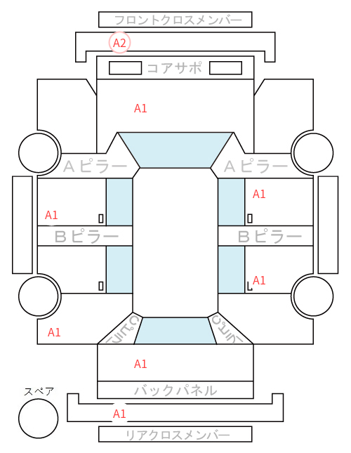 Body condition diagram (damage marks, Japanese labels)