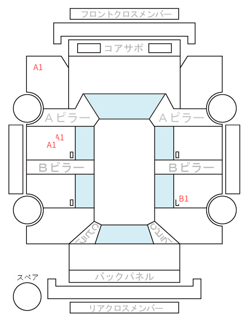 Body condition diagram (damage marks, Japanese labels)