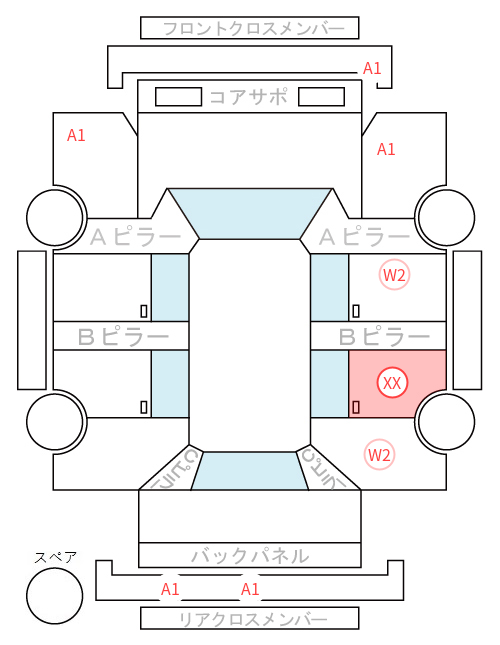 Body condition diagram (damage marks, Japanese labels)