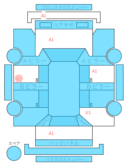 Body condition diagram (damage marks, Japanese labels)