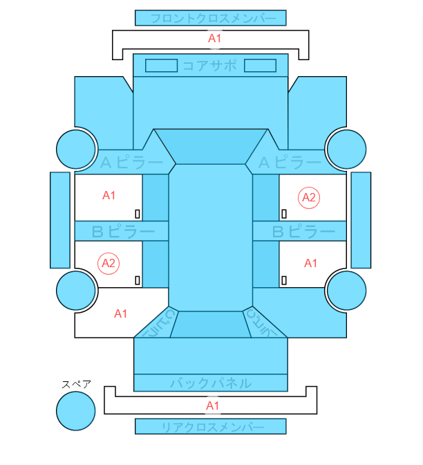 Body condition diagram (damage marks, Japanese labels)