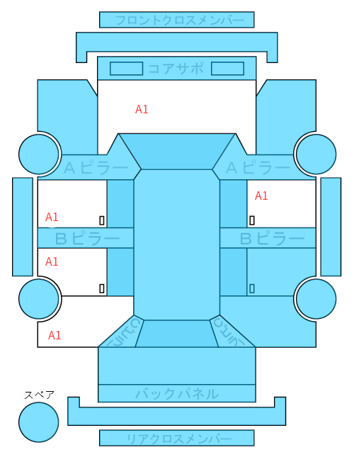 Body condition diagram (damage marks, Japanese labels)