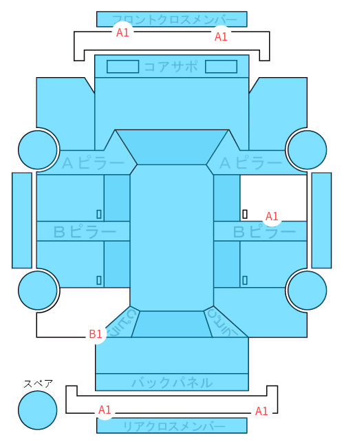 Body condition diagram (damage marks, Japanese labels)