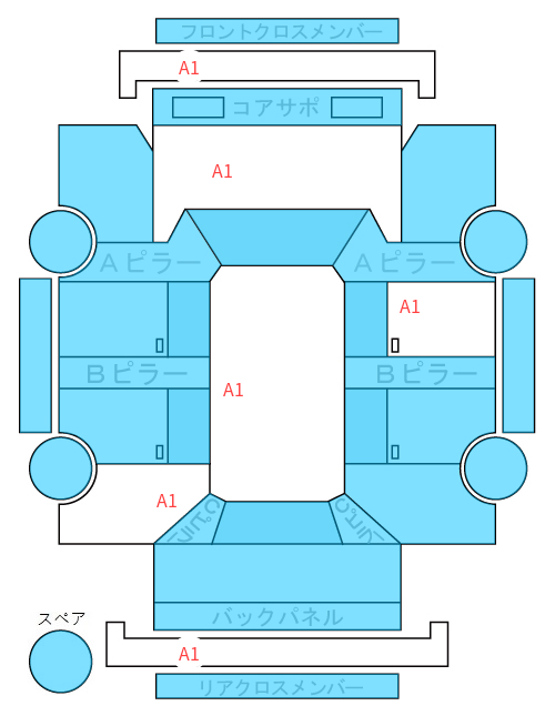 Body condition diagram (damage marks, Japanese labels)