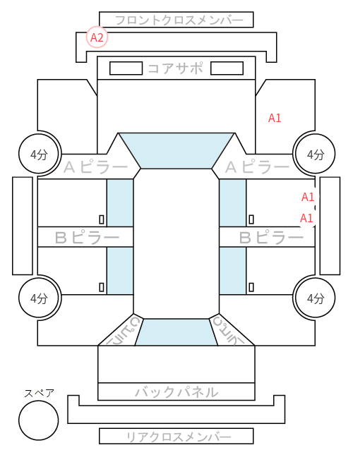 Body condition diagram (damage marks, Japanese labels)