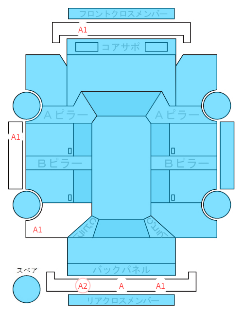 Body condition diagram (damage marks, Japanese labels)