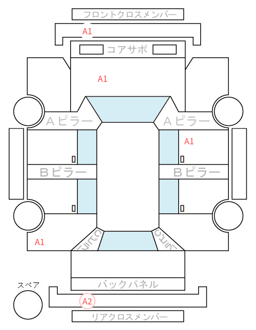Body condition diagram (damage marks, Japanese labels)