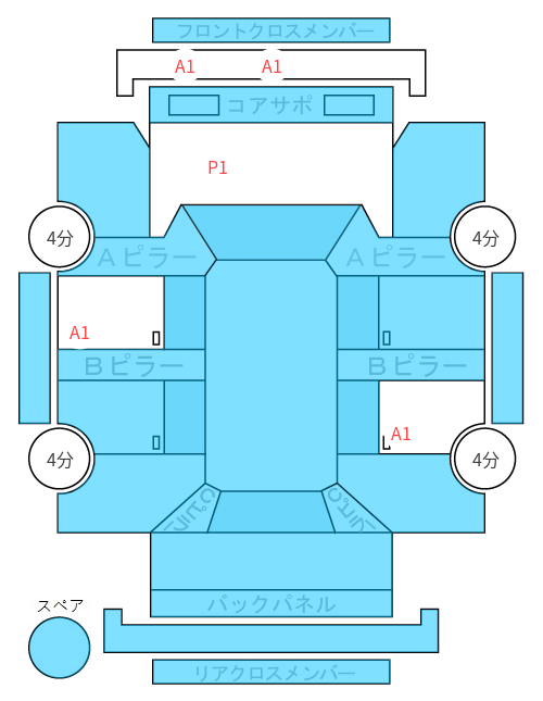 Body condition diagram (damage marks, Japanese labels)