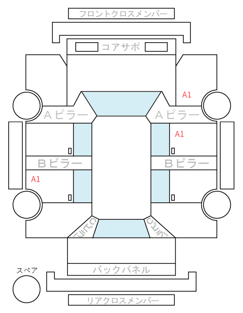 Body condition diagram (damage marks, Japanese labels)